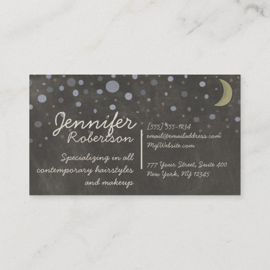 Vintager Tafel-Entwurf mit Sternen und Mond Visitenkarte (Rückseite)