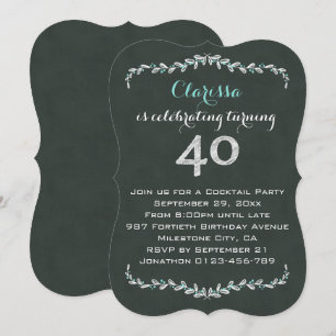 Vintager Tafel-Lorbeer-40. Geburtstags-Party Einladung