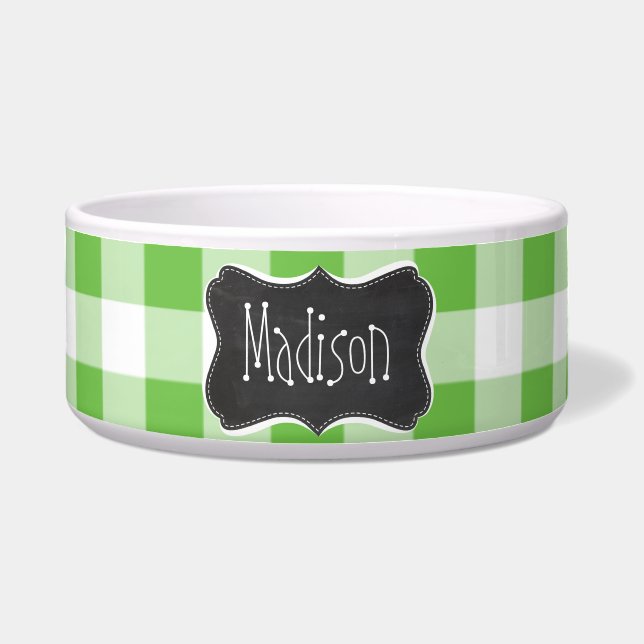 Vintager Tafelblick, Grün Checkered; Gingham Napf (Vorderseite)
