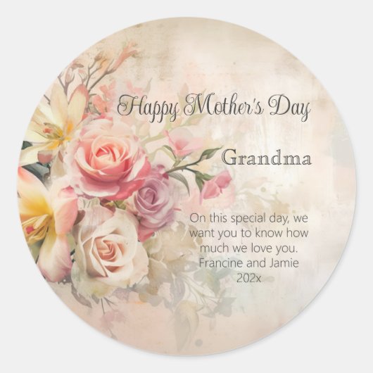 Vintager Tag der Großmutter Runder Aufkleber (Vorderseite)