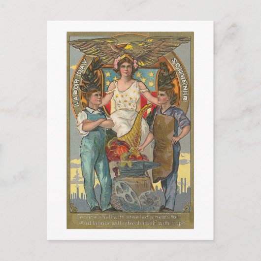 Vintager Tag der patriotischen Arbeit Amerikas Postkarte (Vorderseite)