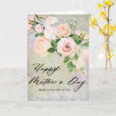 Vintager Tag der rosa Rose Karte (Gelbe Blume)