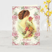 Vintager Tag der Viktorianischen Rose Mütter Karte (Gelbe Blume)