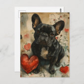 Vintager Tag des französischen Bulldoggen Valentin Postkarte (Vorne/Hinten)