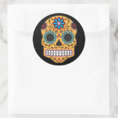 Vintager Tag des toten Zuckerschädel-Aufklebers Runder Aufkleber (Tasche)