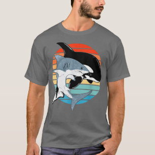 Vintager Tag des Weißhais und des Orcas T-Shirt