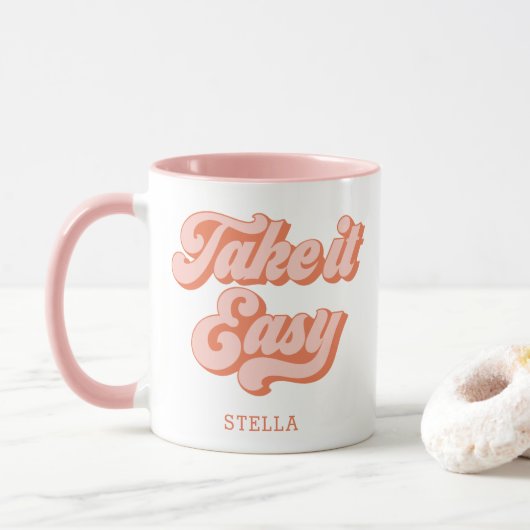 Vintager Take It Easy Retro-Stil Tasse (Mit Donut)