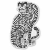 Vintager talismanischer Tiger Aufkleber (Vorderseite)