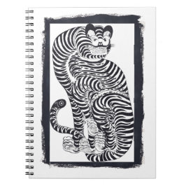 Vintager talismanischer Tiger in Schwarz Notizblock