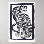 Vintager talismanischer Tiger in Schwarz Poster (Vorne)