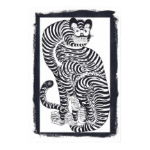 Vintager talismanischer Tiger in Schwarz