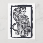 Vintager talismanischer Tiger in Schwarz Postkarte (Vorderseite)