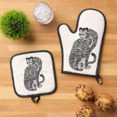 Vintager Talismantiger Kleiner Ofenhandschuh & Topflappen-Set (Oben Unten)