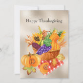 Vintager Tan Basket Gemüse Blumenkohl Erntedank Einladung (Vorderseite)