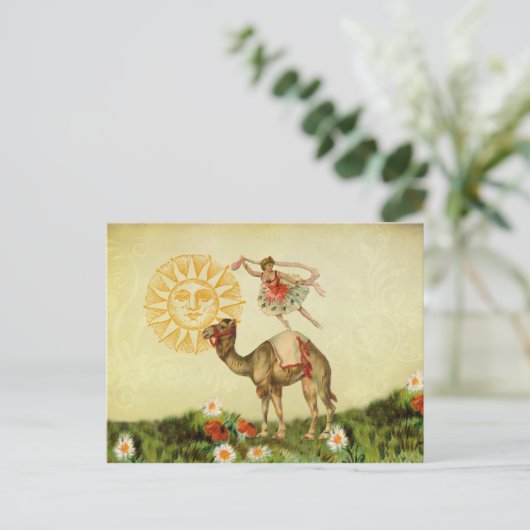 Vintager Tänzer auf einem Kamel Postkarte (Stehend Vorderseite)
