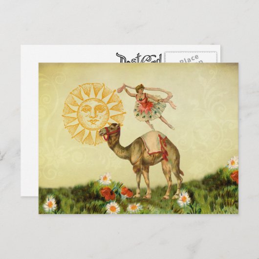 Vintager Tänzer auf einem Kamel Postkarte (Vorne/Hinten)