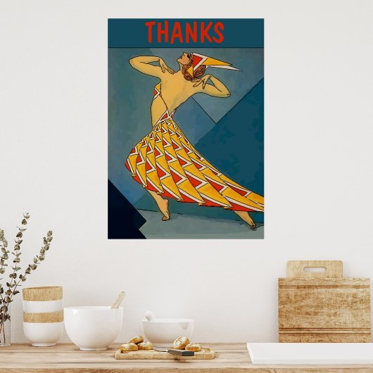 Vintager Tänzer, DANKE, Textposter bearbeiten Poster (Küche)
