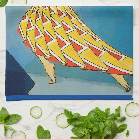 Vintager Tänzer Geschirrtuch (Gefaltet)