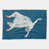 Vintager Tänzer, Text hinzufügen Geschirrtuch (Horizontal)