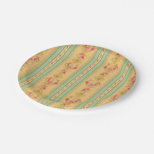 Vintager Tapetenblick-Papier-Teller Pappteller (Schrägansicht)