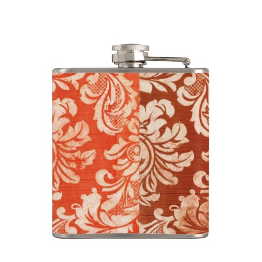 Vintager Tapetenmit blumenhintergrund Flachmann (Rückseite)