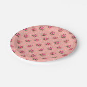 Vintager Tapetenrosa-Papier-Teller Pappteller (Schrägansicht)
