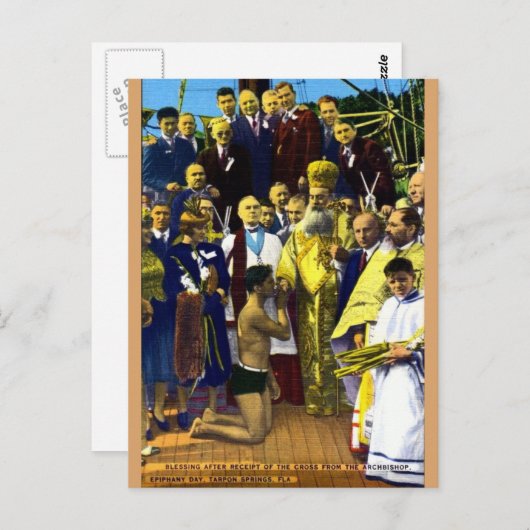 Vintager Tarpon Springs Epiphany Day Postkarte (Vorne/Hinten)