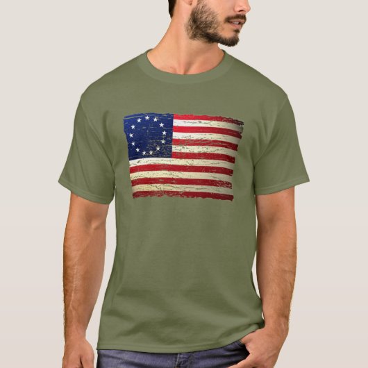 Vintager Tattered amerikanische Flaggen-T - Shirt (Vorderseite)