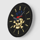 Vintager Tattoskull in Ober-Hut Große Wanduhr (Winkel)
