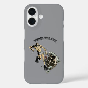 Vintager Taucher, der eine Schildkröte über einem  iPhone 16 Hülle