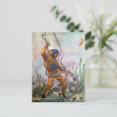 Vintager Taucher mit Ax Postkarte (Stehend Vorderseite)