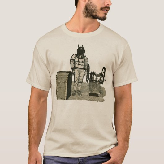 Vintager Taucher mit Sturzhelm-und T-Shirt (Vorderseite)