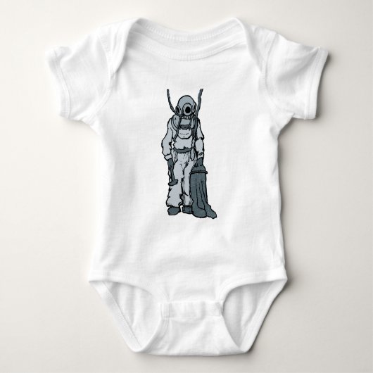 Vintager Taucher mit Tauchsturzhelm-Illustration Baby Strampler (Vorderseite)