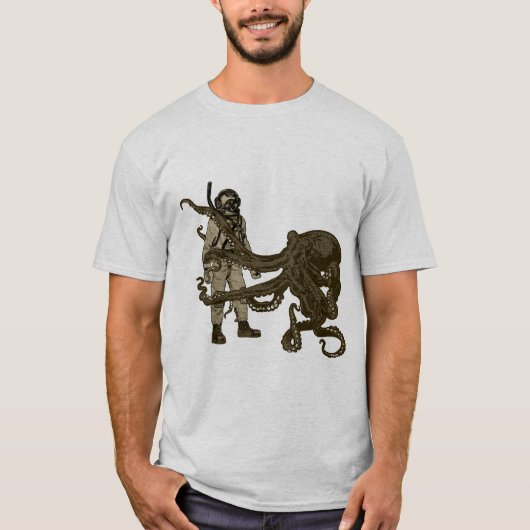 Vintager Taucher mit Tauchsturzhelm und einer T-Shirt (Vorderseite)