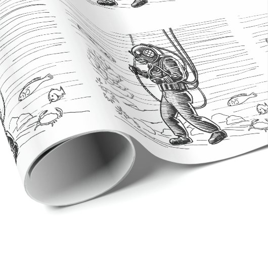 Vintager Taucher - OzeantauchAnzug Geschenkpapier (Rolleneckpunkt)