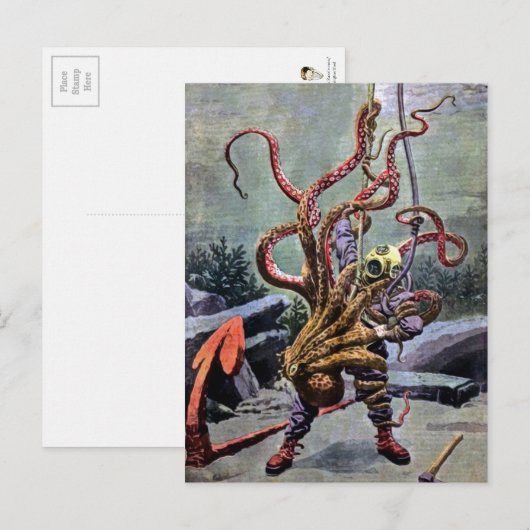 Vintager Taucherktopfkampf Postkarte (Vorne/Hinten)