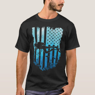 Vintager Tauchtaucher unter amerikanischer Flagge T-Shirt