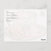 Vintager Tea Cup und Rose Beileid Postkarte (Rückseite)