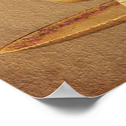 Vintager Teacup auf älteren Kunstwerken Poster (Ecke)