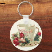 Vintager Teacup - personalisierter Keyring Schlüsselanhänger (Vorderseite)