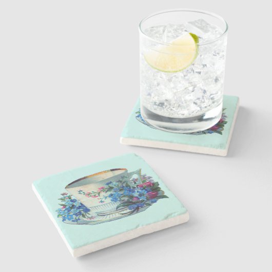 VINTAGER TEACUP STONE-UNTERSETZER STEINUNTERSETZER (Seitenansicht)