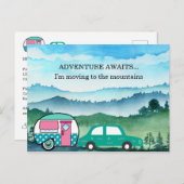 Vintager Teardrop Camper Berge: Veränderung angehe Ankündigungspostkarte (Vorne/Hinten)