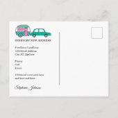 Vintager Teardrop Camper Berge: Veränderung angehe Ankündigungspostkarte (Rückseite)