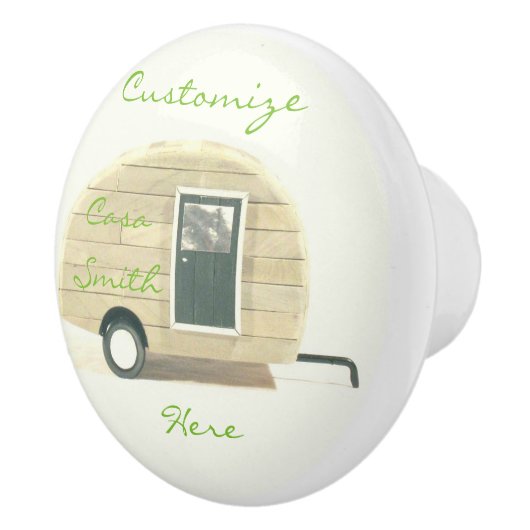 Vintager Teardropanhänger-Sinti und Romawohnwagen Keramikknauf (Rechts)