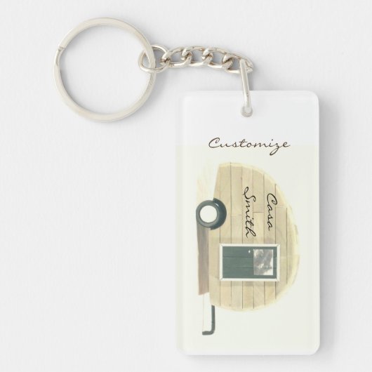 Vintager Teardropanhänger-Sinti und Romawohnwagen Schlüsselanhänger (Vorderseite)