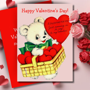 Vintager Teddy Bär Happy Valentine's Day Custom Feiertagskarte