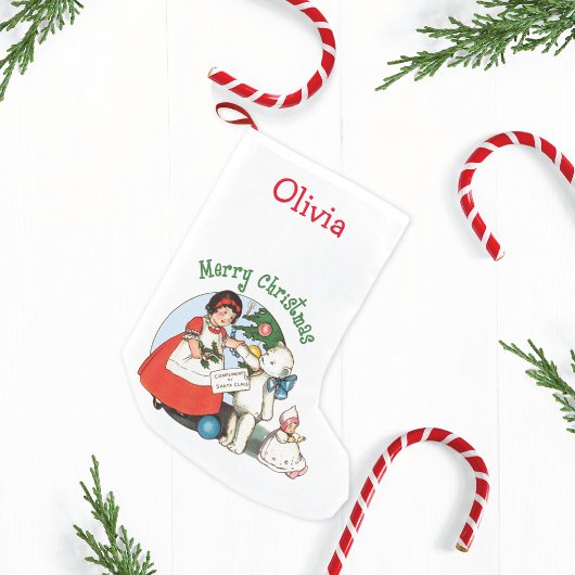 Vintager Teddy Bär Kleiner Weihnachtsstrumpf