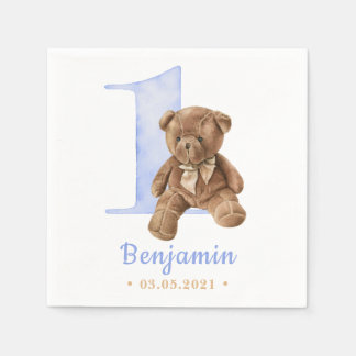 Vintager Teddy Bear 1. Geburtstag Napkins Serviette