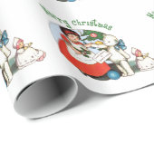Vintager Teddy Bear und Puppen Weihnachten Geschenkpapier (Rolleneckpunkt)