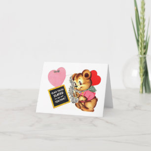 Vintager Teddy Bear Valentine für Lehrer Karte